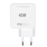 Vivanco 45W Super Fast Dual Charge Vegglader USB-C - PD (Power Delivery) - Hvit