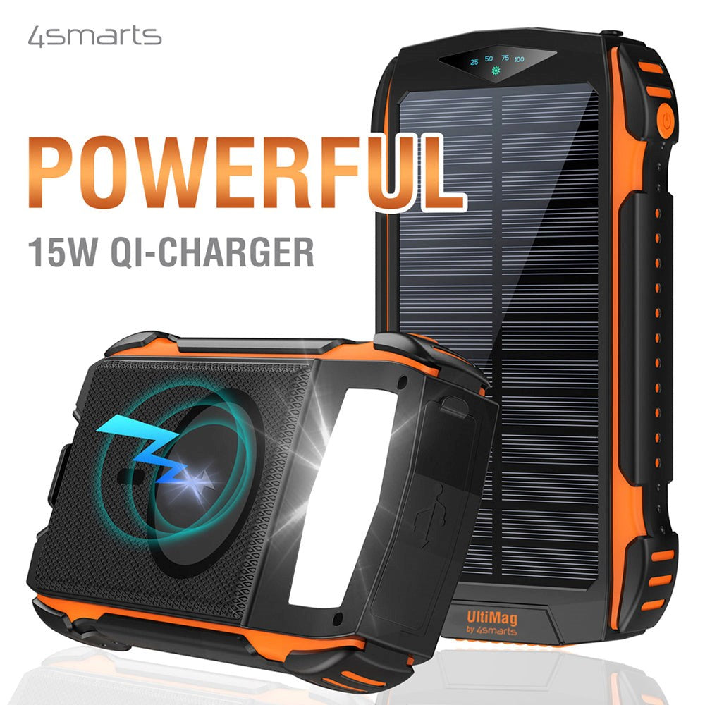 4smarts Titanpack UltiMag 20W Powerbank 20.000 mAh m. Solcelle - USB-C & 2 x USB-A - MagSafe-Kompatibel - Svart