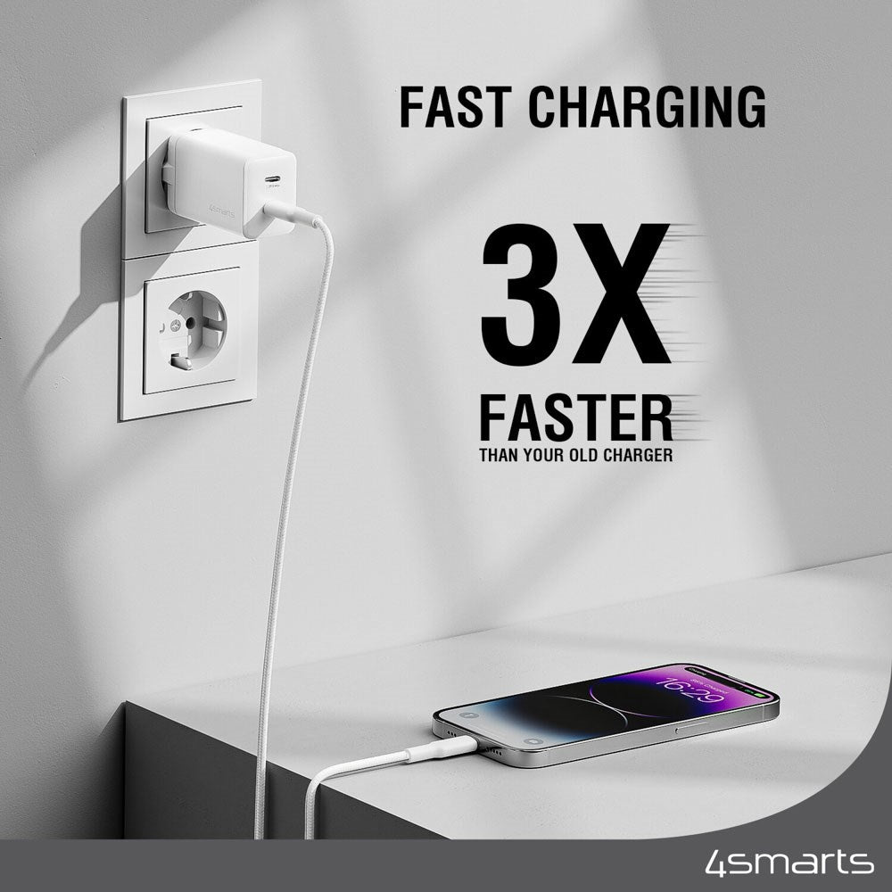4smarts PDPlug 45W Vegglader med 2 x USB-C - Hvit