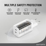 4smarts PDPlug 45W Vegglader med 2 x USB-C - Hvit