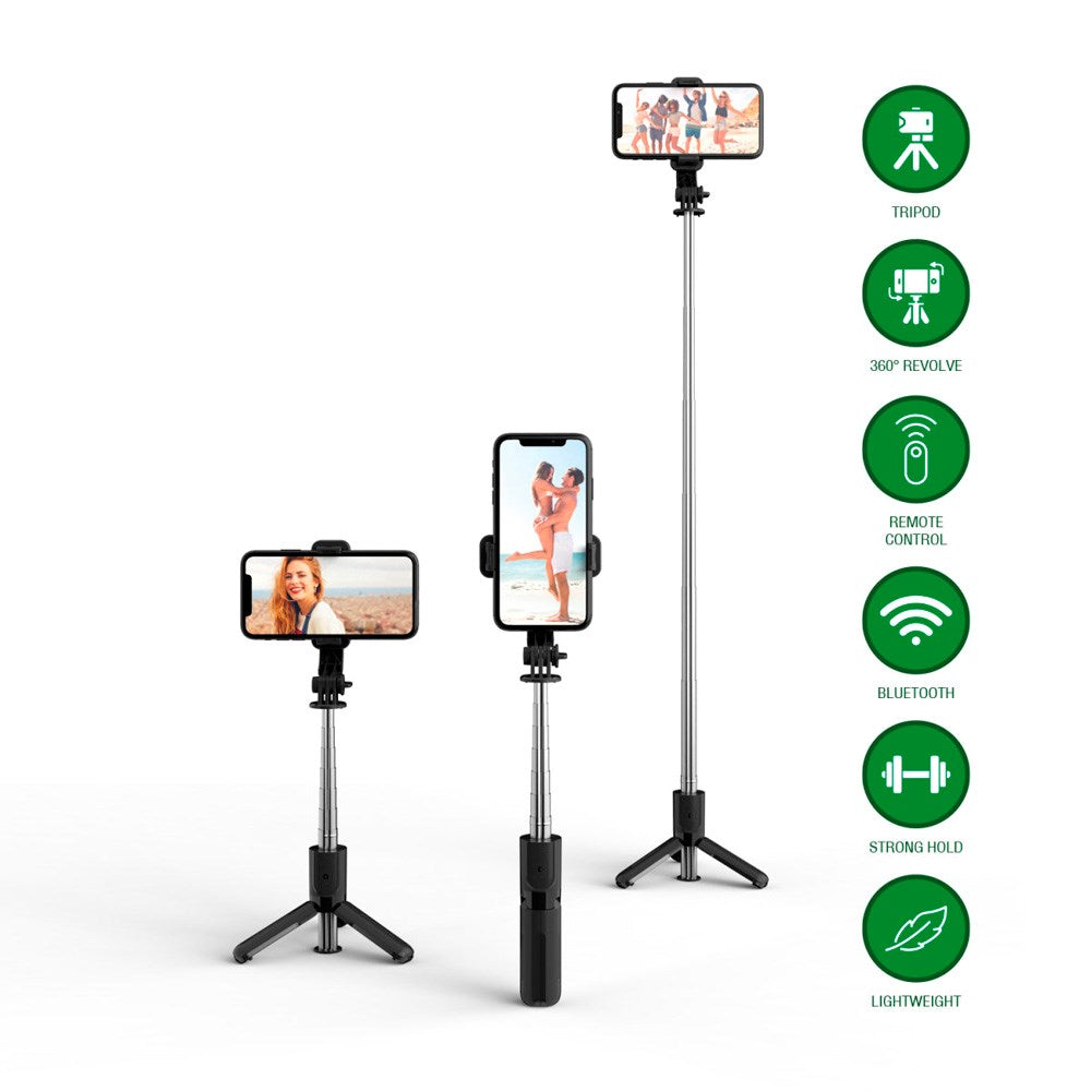 4smarts - Roterbar Selfiestang m. Bluetooth Fjernkontroll - Svart