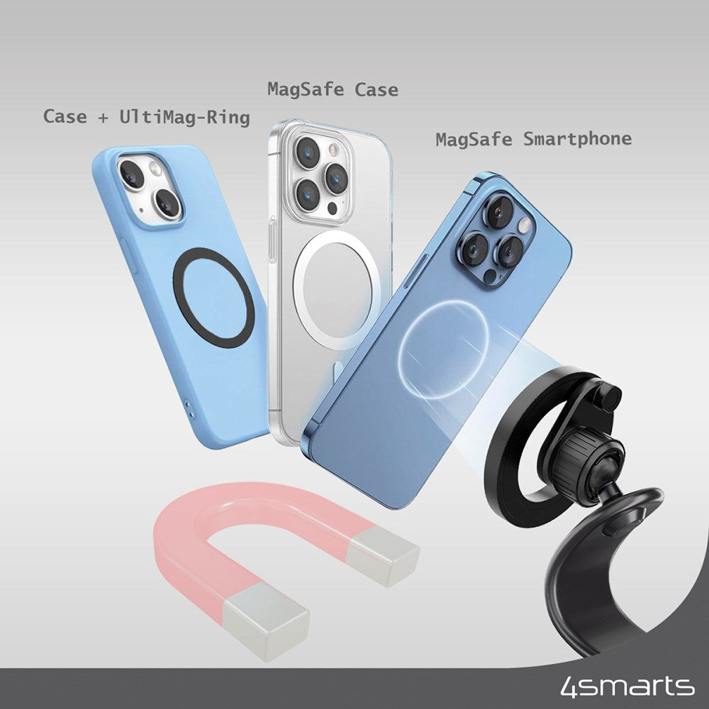 4smarts Magnetic Flex - Magnetisk Mobiltelefonholder for Bil - Svart