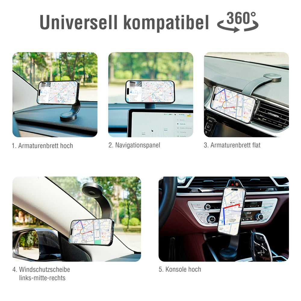 4smarts Magnetic Flex - Magnetisk Mobiltelefonholder for Bil - Svart