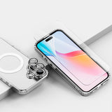 iPhone 16 4smarts Premium Starter Set - MagSafe Deksel, Beskyttelse for Skjerm og Kameralinse & 30W Vegglader - Gjennomsiktig / Hvit