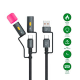 4smarts 4-i-1 USB-C Outdoor Kabelsett - 60W / 1m - Svart