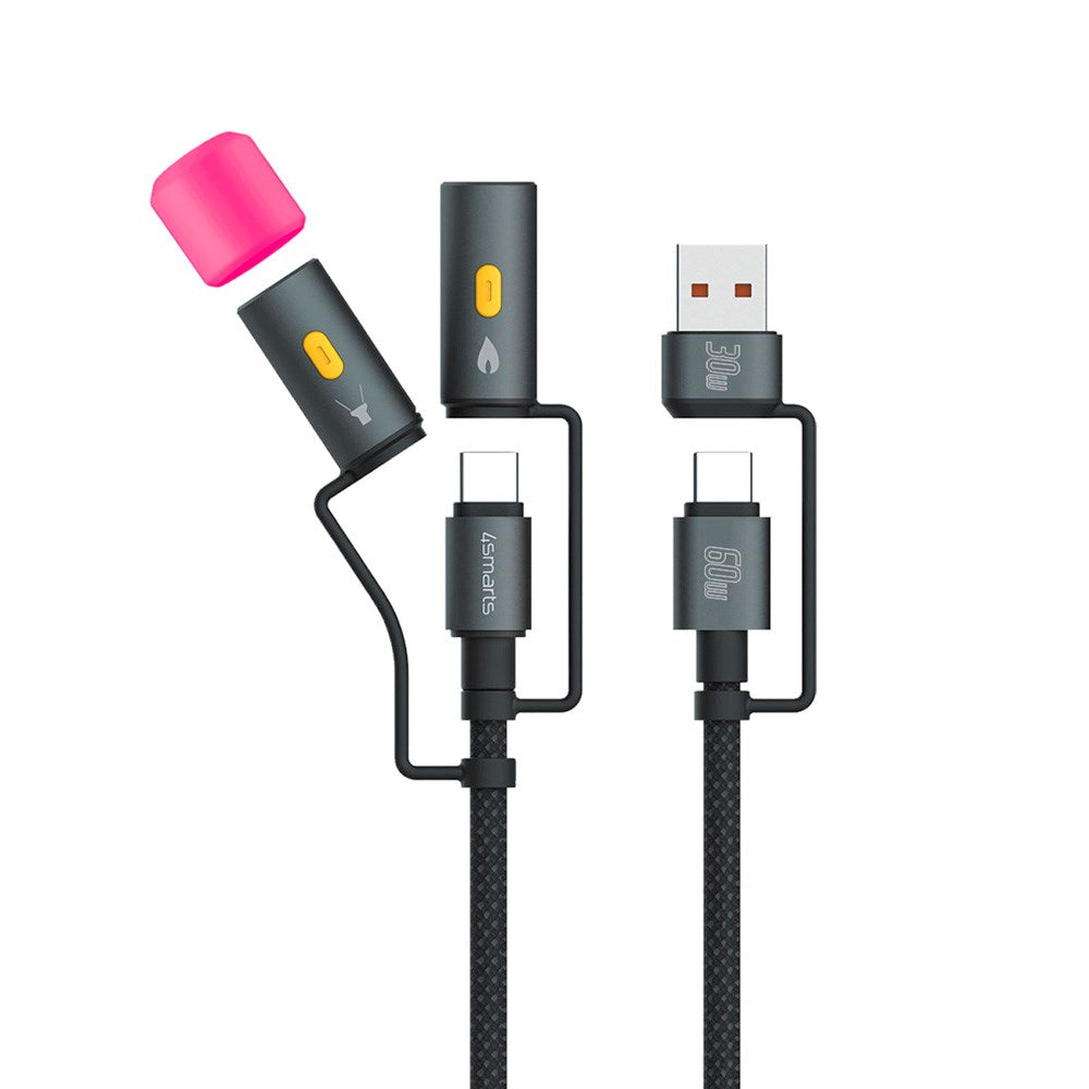 4smarts 4-i-1 USB-C Outdoor Kabelsett - 60W / 1m - Svart