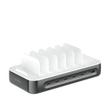 4smarts Ladestasjon m. 9 Lademuligheter - 5x USB-C Kabel & 1x 4-i-2 Multikabel - 100W - Grå