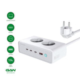 4smarts 6-i-1 Bordlader - 65W - 2x AC Plugg / 3x USB-C / 1x USB-A - Hvit