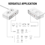 4smarts 6-i-1 Bordlader - 65W - 2x AC Plugg / 3x USB-C / 1x USB-A - Hvit