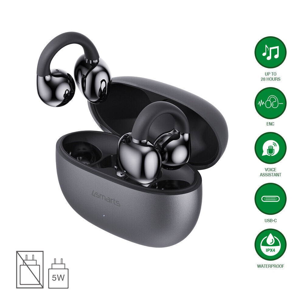 4smarts True Wireless SkyBuds Clip Hodetelefoner - Open-Ear - Grå
