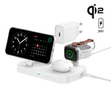 4smarts 3-i-1 Qi2 Trådløs Ladestasjon - MagSafe Kompatibel - Hvit