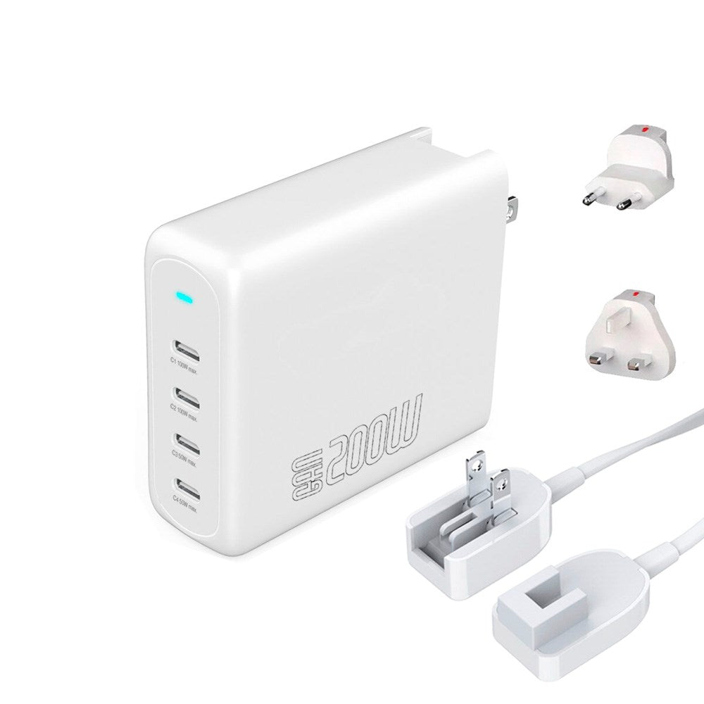 4smarts GaN Flex Pro Reise­lader 200W - 4x USB-C - Hvit