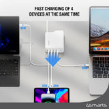4smarts GaN Flex Pro Reise­lader 200W - 4x USB-C - Hvit