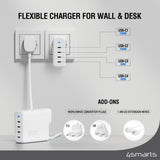4smarts GaN Flex Pro Reise­lader 200W - 4x USB-C - Hvit