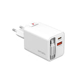 4smarts 65W Flex Jojo Vegglader med EU / US-plugg - 1 x USB-A - 1 x USB-C - 1 x USB-C Kabel - Hvit