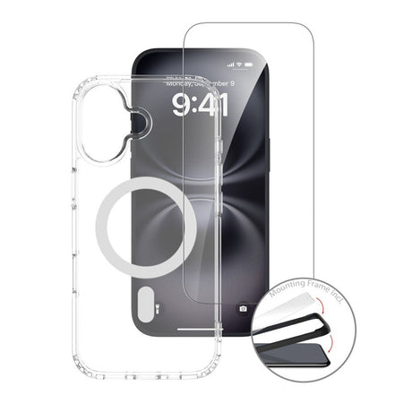 iPhone 17 4Smarts 3-i-1 Premium Starter Set - MagSafe Deksel, Skjermbeskyttelse & 20W Vegglader - Gjennomsiktig / Hvit