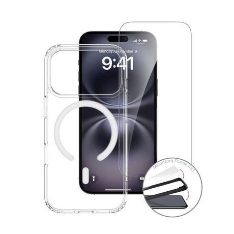 iPhone 17 Pro 4Smarts 3-i-1 Premium Starter Set - MagSafe Deksel, Skjermbeskyttelse & 20W Vegglader - Gjennomsiktig / Hvit