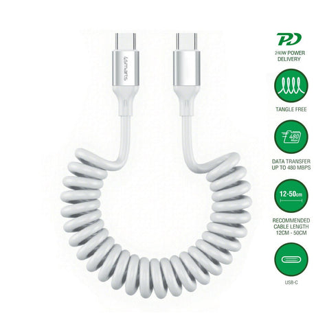 4smarts 240W USB-C til USB-C Kabel – 50 cm – Hvit