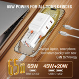 4smarts 65W Reiseadapter for EU/UK/US/AUS med 2 x USB-C & 1 x USB-A Adapter - Hvit