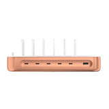 4smarts Ladestasjon m. 9 Lademuligheter - 5x USB-C Kabel & 1x 4-i-1 Multikabel - 100W - Rosegull
