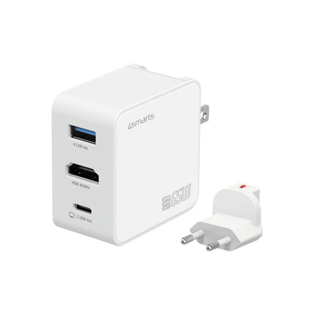 4smarts 3-i-1 HDMI Hub 65W Vegglader - Hvit