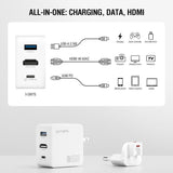 4smarts 3-i-1 HDMI Hub 65W Vegglader - Hvit