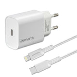4smarts VoltPlug PD 20W USB-C Vegglader med Kabel  - Hvit
