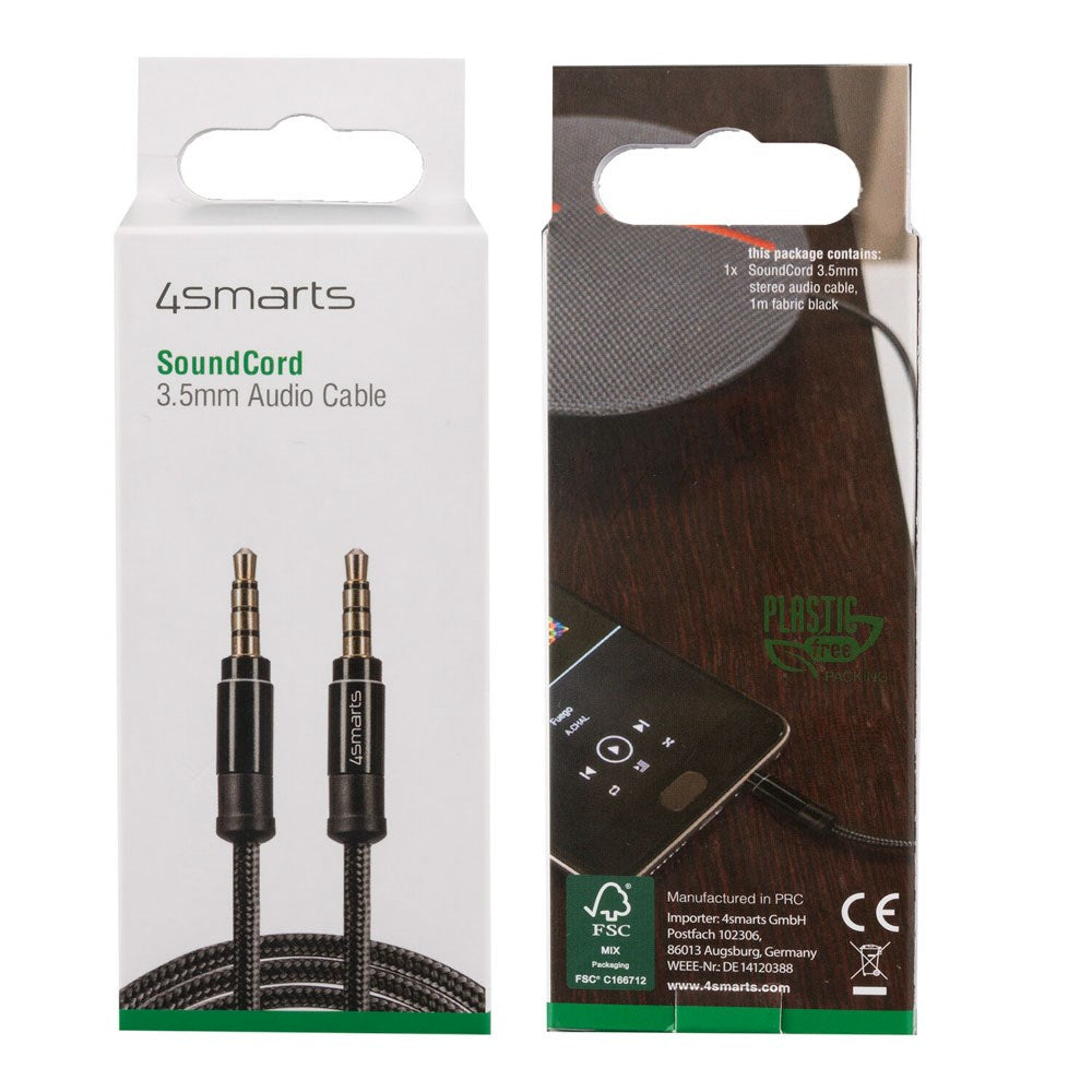 4smarts SoundCord 3.5mm Minijack Kabel – 1m – Svart