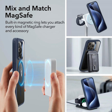 ESR iPhone 15 Pro Classic Hybrid Deksel - MagSafe Kompatibel - Gjennomsiktig / Blå