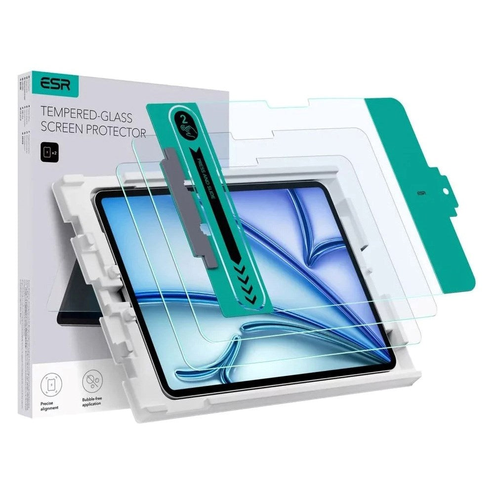 ESR iPad Air 11" (2026 / 2025 / 2024) Herdet Glass Skjermbeskytter med Monteringsramme - 2 Stk. - Gjennomsiktig
