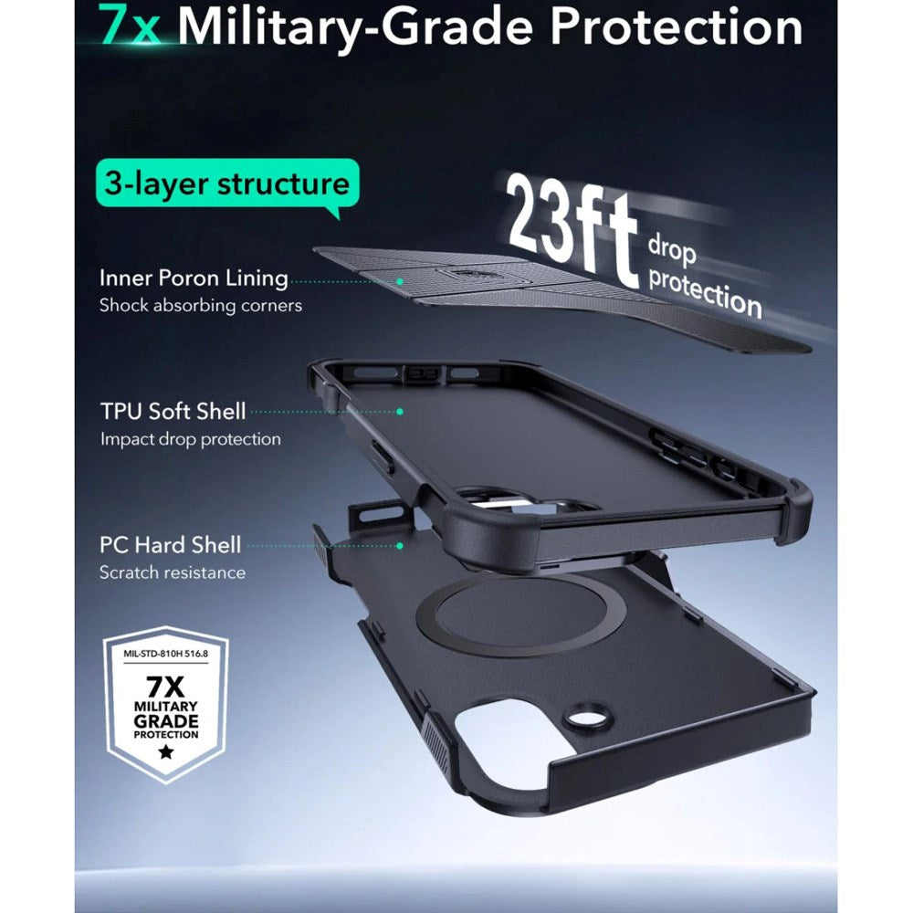 ESR iPhone 16 Cyber Armor Deksel med Kickstand - MagSafe Kompatibel - Svart