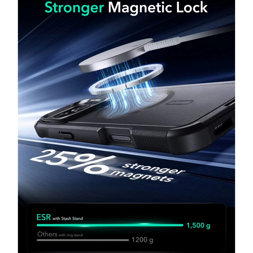 ESR iPhone 16 Cyber Armor Deksel med Kickstand - MagSafe Kompatibel - Svart