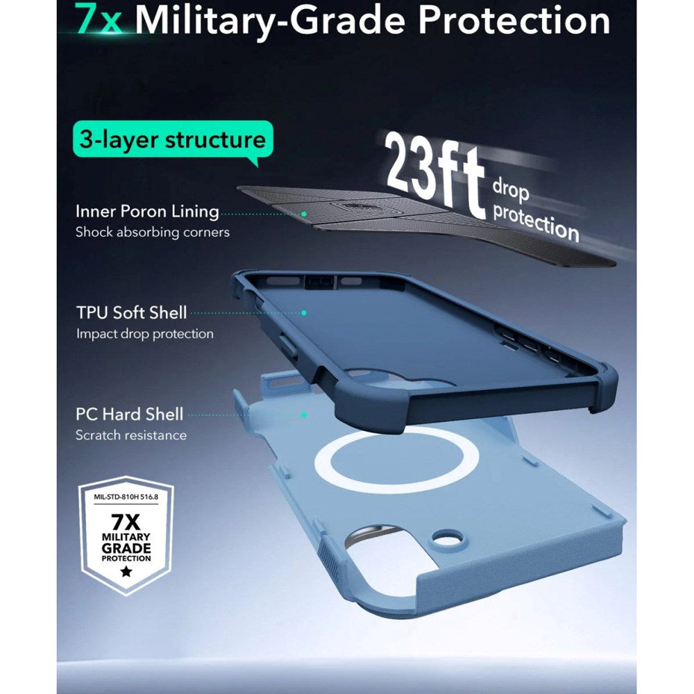 ESR iPhone 16 Cyber Armor Deksel med Kickstand - MagSafe Kompatibel - Blå