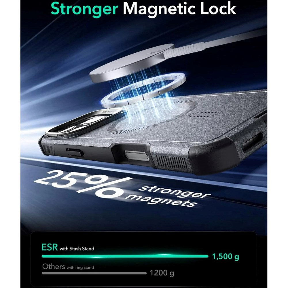 ESR iPhone 16 Pro Cyber Armor Deksel med Kickstand - MagSafe Kompatibel - Grå