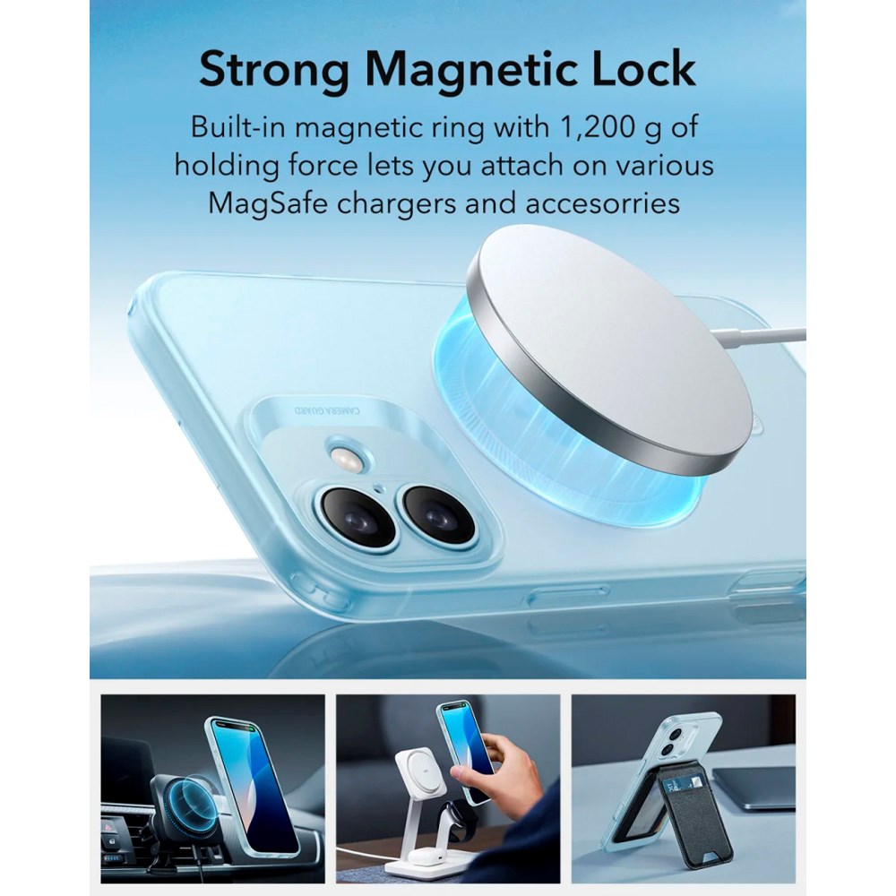 ESR iPhone 16 Zero Clear Fleksibelt Plast Deksel - MagSafe Kompatibel - Matt Blå