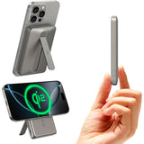 ESR Qi2 MagSlim PowerBank m. Kickstand - 15W / 5000 mAh - MagSafe Kompatibel - Titanium