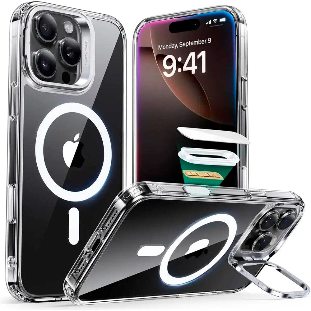 ESR iPhone 16 Pro Max Classic Hybrid Deksel m. Kickstand - MagSafe Kompatibel - Gjennomsiktig