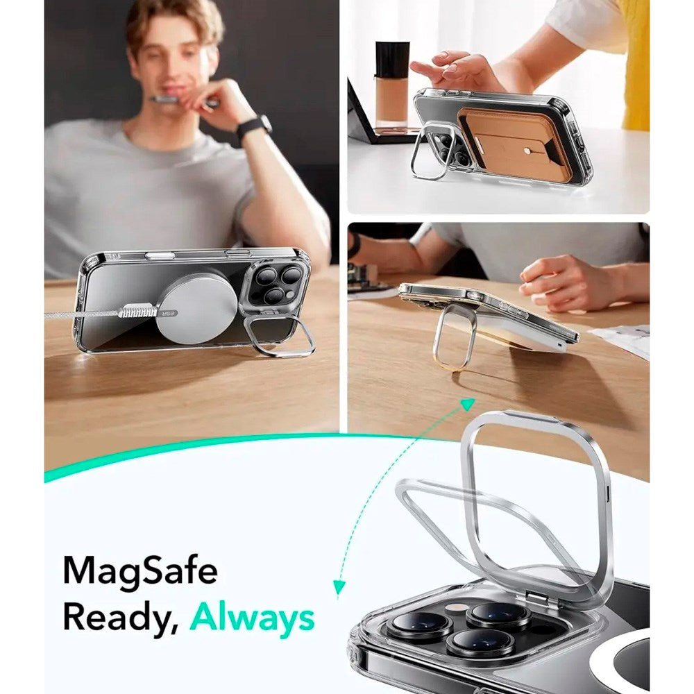 ESR iPhone 16 Pro Max Classic Hybrid Deksel m. Kickstand - MagSafe Kompatibel - Gjennomsiktig