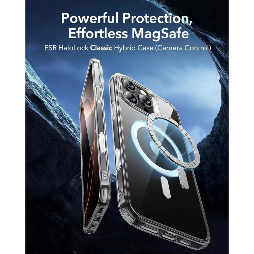 ESR iPhone 16 Pro Classic Hybrid Deksel med Camera Control-Knapp - MagSafe Kompatibel - Gjennomsiktig / Svart