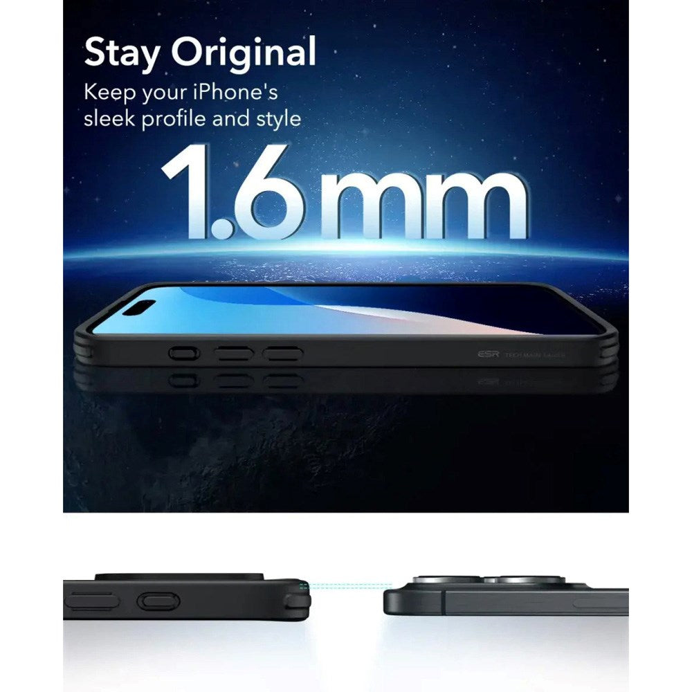 ESR iPhone 16 Pro Classic Hybrid Deksel med Camera Control-Knapp - MagSafe Kompatibel - Gjennomsiktig / Svart