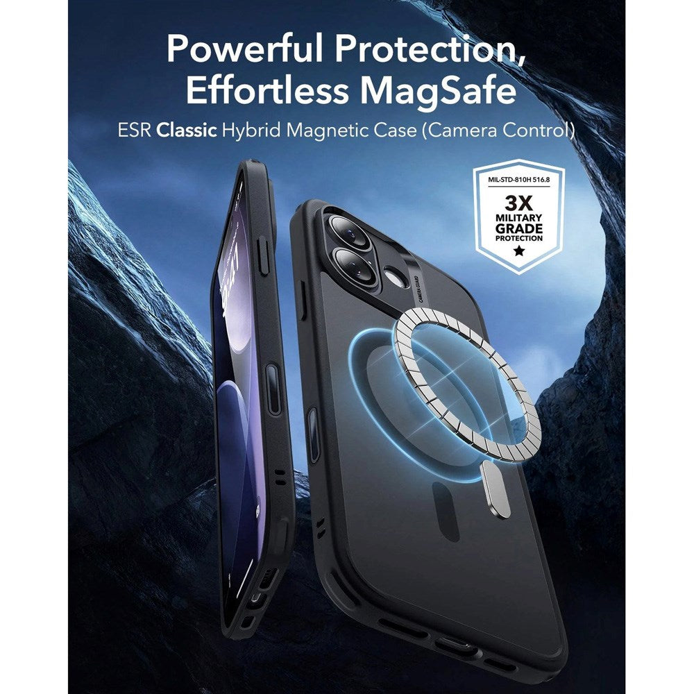 ESR iPhone 17 Classic Hybrid Deksel med Kamerakontrollknapp – MagSafe Kompatibel – Matt Svart