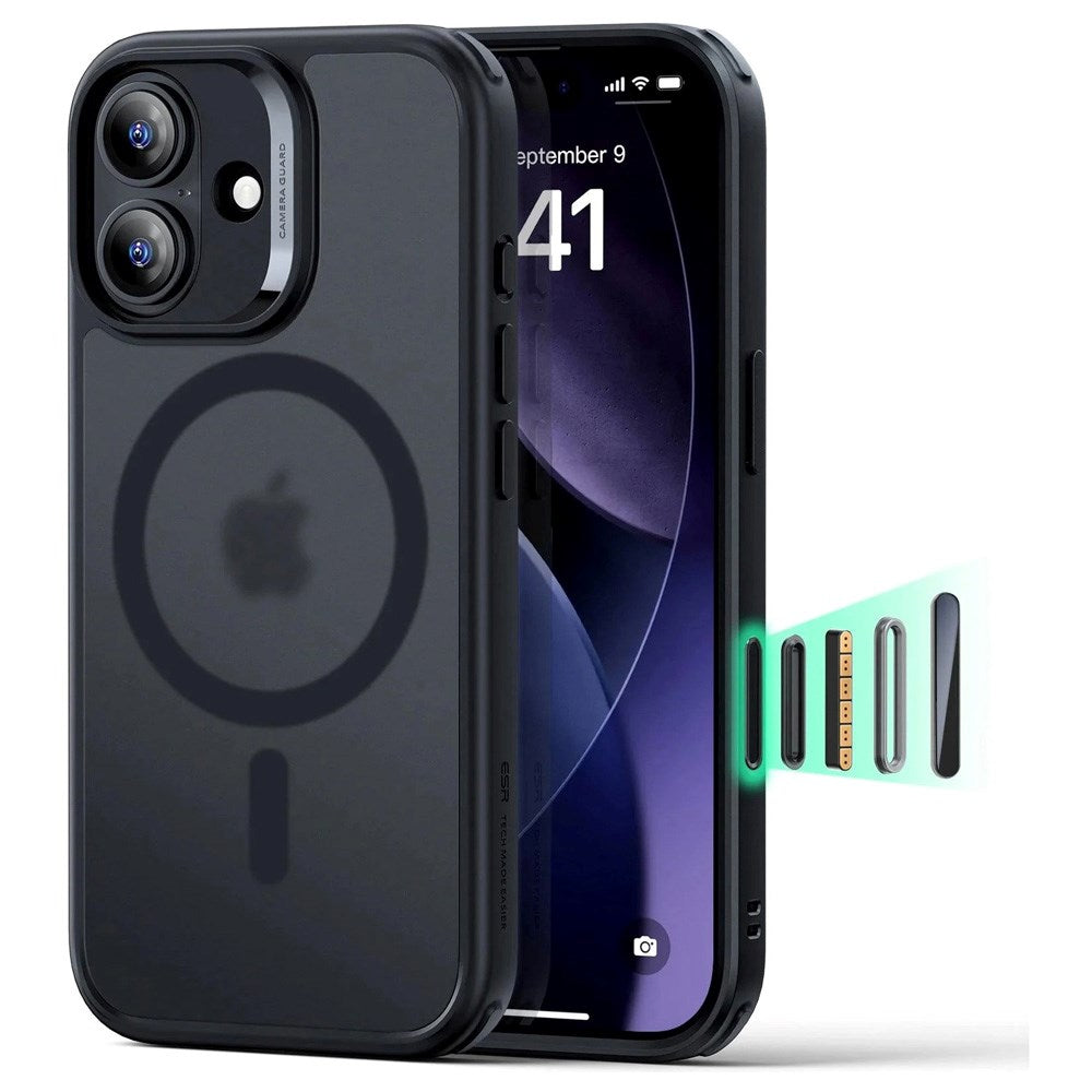 ESR iPhone 17 Classic Hybrid Deksel med Kamerakontrollknapp – MagSafe Kompatibel – Matt Svart