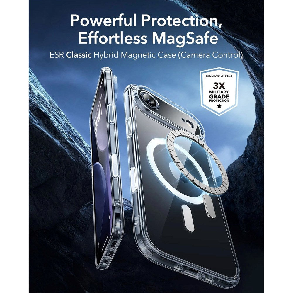 ESR iPhone Air Classic Hybrid Deksel med Kamerakontrollknapp – MagSafe Kompatibel – Gjennomsiktig