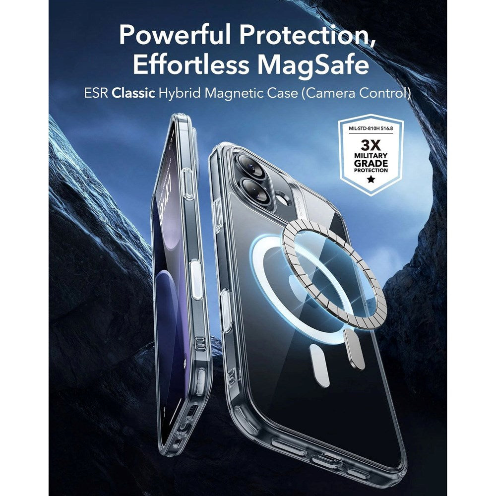 ESR iPhone 17 Classic Hybrid Deksel med Kamerakontrollknapp – MagSafe Kompatibel – Gjennomsiktig