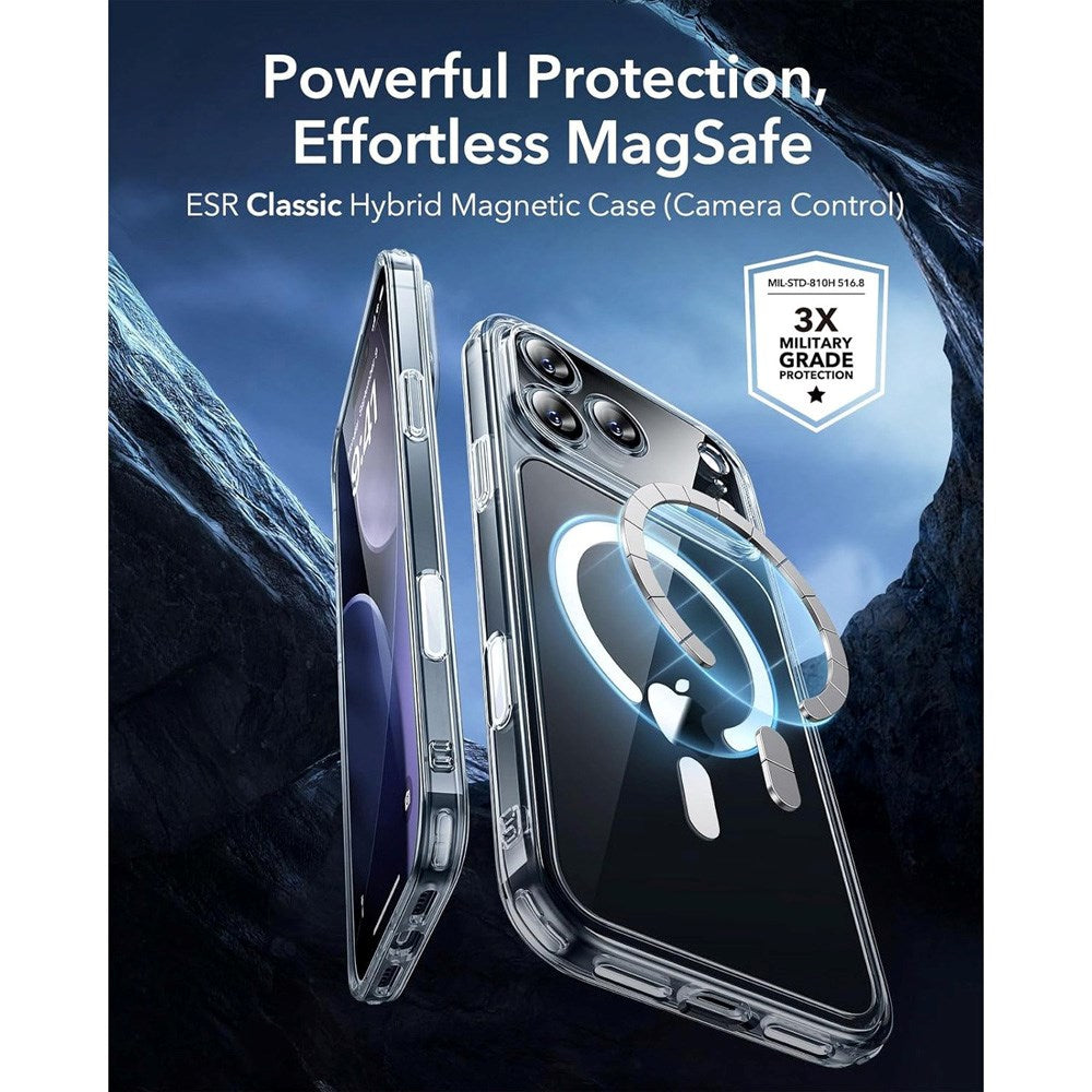 ESR iPhone 17 Pro Classic Hybrid Deksel med Kamerakontrollknapp – MagSafe Kompatibel – Gjennomsiktig