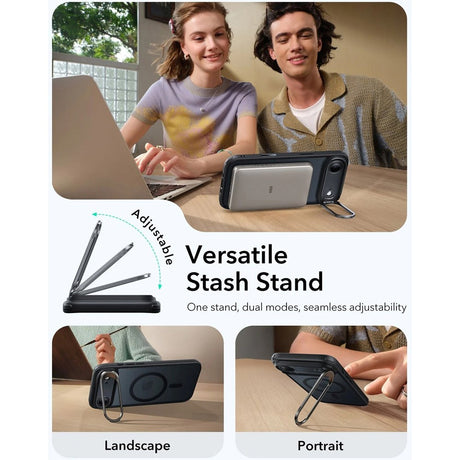ESR iPhone Air Classic Hybrid Stash Case med Kickstand – MagSafe Kompatibel – Matt Svart