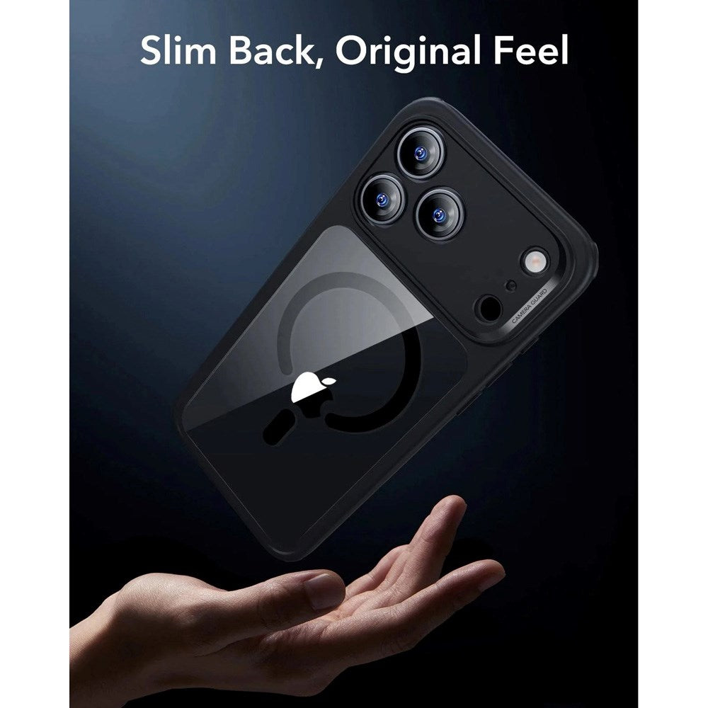 ESR iPhone 17 Pro Max Classic Hybrid Deksel med Kamerakontrollknapp – MagSafe Kompatibel – Gjennomsiktig / Svart
