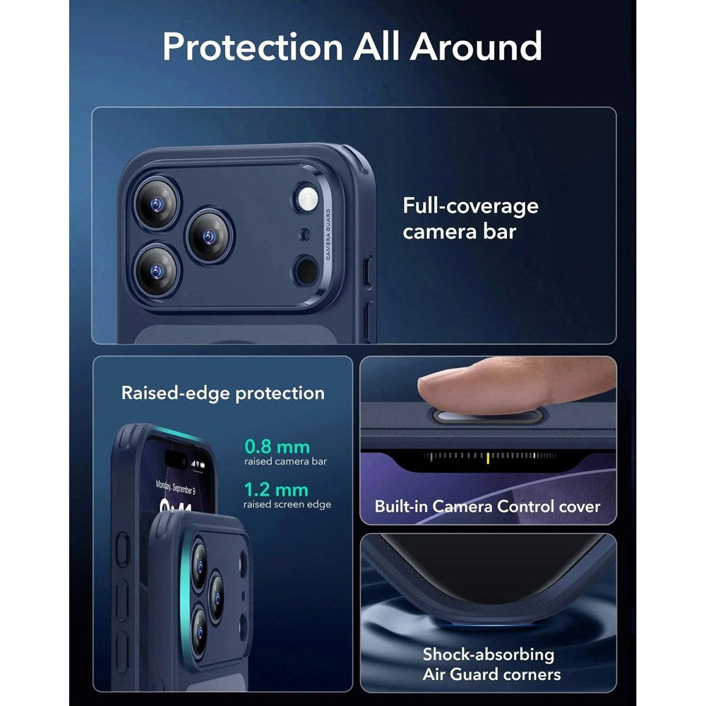 ESR iPhone 17 Pro Max Classic Hybrid Deksel med Kamerakontrollknapp – MagSafe Kompatibel – Matt Blå