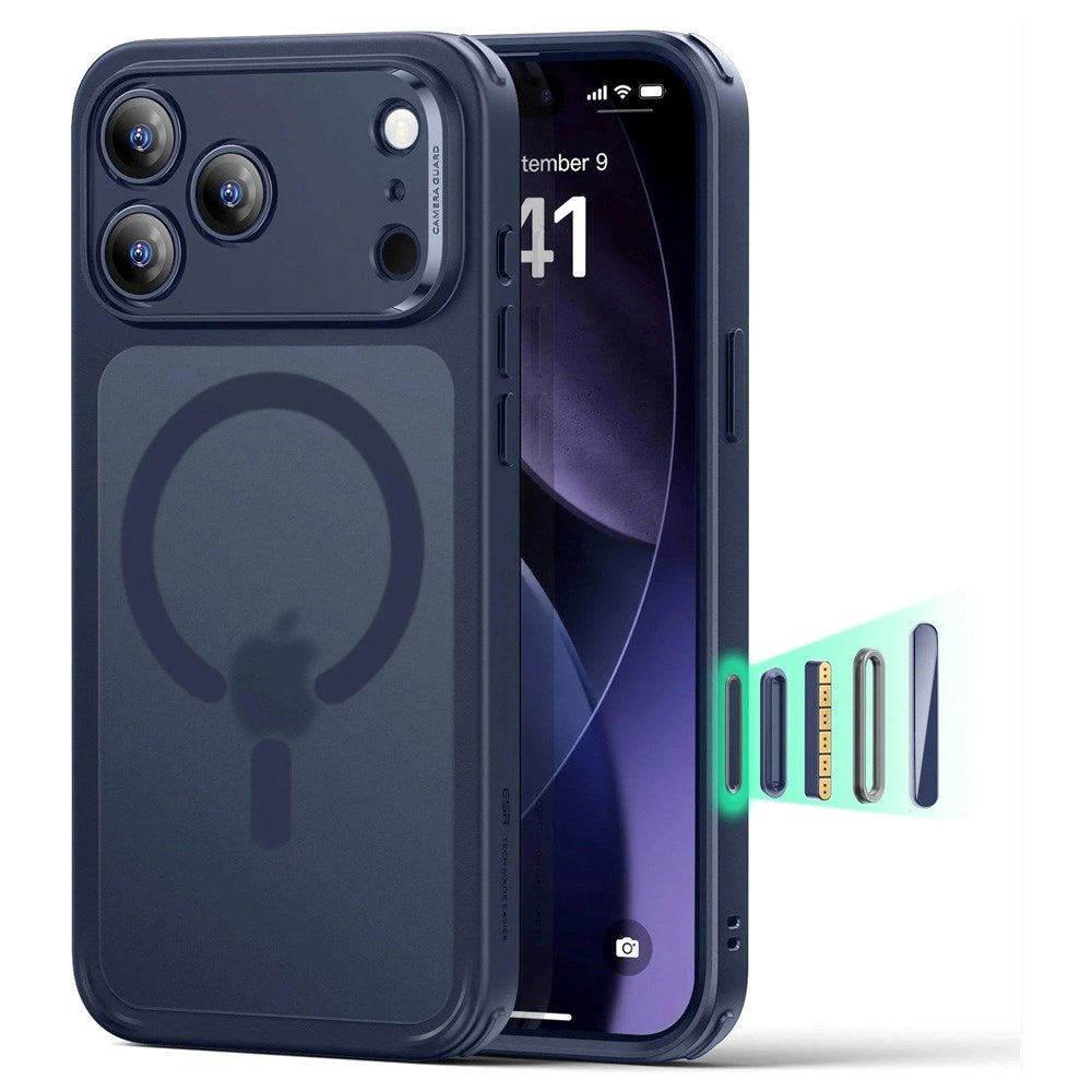 ESR iPhone 17 Pro Max Classic Hybrid Deksel med Kamerakontrollknapp – MagSafe Kompatibel – Matt Blå