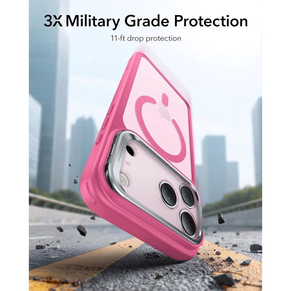 ESR iPhone 17 Pro Classic Hybrid Stash Case med Kickstand – MagSafe Kompatibel – Matt Rosa